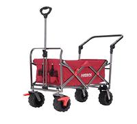 Arebos Carro de Mano | Carros Plegables | Carretilla Jardin | Carritos Playa | con Barra telescópica para Empujar | 100 kg | Rojo