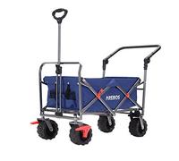 Arebos Carro de Mano | Plegable | Carretilla Jardin | Carro Playa | con Barra telescópica para Empujar | 100 kg | Azul