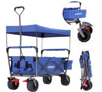 AREBOS Carro de mano Plegable con Techo Carro manual Carro para Equipos Azul