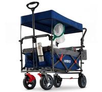 AREBOS Carro de Mano Premium con Techo Plegable | Carretilla Jardin | Azul
