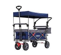 Arebos Carro de Mano Premium con Techo | Plegable | Carretilla Jardin | Carro Playa | Azul