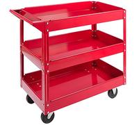 Arebos Carro de Taller con Ruedas | Carro de Herramientas | Carro de Mano de Montaje | 3 Compartimentos | Capacidad de Carga de hasta 100 kg | Rojo