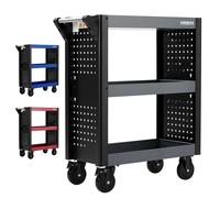 Arebos Carro de Servicio Multifuncional | 3 Compartimentos | Taller, Herramientas, Transporte y Almacenamiento | Estanterías Multiuso | Antracita/Negro