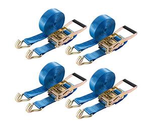 AREBOS Cinchos para manipulación de Material | Pulpos para bacas de vehículos | Correas de Amarre de trinquete Arebos 8 m | 4000 kg | EN 12195-2 | 4er