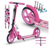 Arebos City Scooter Patinete a Pedales Patinete Regulable en Altura | Plegable | Incl. Correa de Transporte | Ruedas XXL | Freno de Pedal |para niños y Adultos |100kg de Capacidad de Carga | Rosa