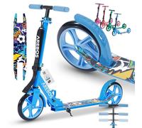 Arebos City Scooter Patinete a Pedales Patinete Regulable en Altura | Plegable | Incl. Correa de Transporte | Ruedas XXL | Freno de Pedal |para niños y Adultos |100kg de Capacidad de Carga | Azul