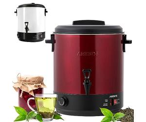 Arebos Cocedero de Conservas 2500 W | olla de 28 L | con termostato y protección contra sobrecalentamiento | ajuste de temperatura continuo de 30 a 100 °C | hervidor de vino caliente | color rojo