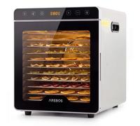 AREBOS Deshidratador Inox 800W 29L 12 Bandejas LED Touch Frutas Verduras