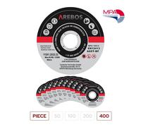 AREBOS Discos Corte 115mm 1.2mm Metal Acero Inox EN12413 Alta Velocidad Pack 400