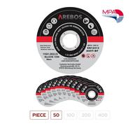 AREBOS Discos Corte 115mm 1.2mm Metal Acero Inox EN12413 Alta Velocidad Pack 50