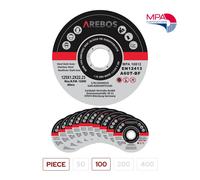 AREBOS Discos Corte 125mm 1.2mm Metal Acero Inox EN12413 Alta Velocidad Pack 100