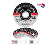 AREBOS Discos Corte 125mm 1.2mm Metal Acero Inox EN12413 Alta Velocidad Pack 200