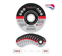 AREBOS Discos Corte 125mm 1.2mm Metal Acero Inox EN12413 Alta Velocidad Pack 400