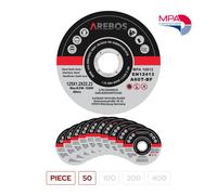 AREBOS Discos Corte 125mm 1.2mm Metal Acero Inox EN12413 Alta Velocidad Pack 50