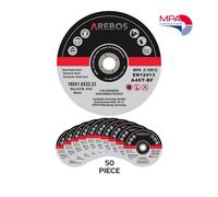 AREBOS Discos Corte 180mm 1.6mm Metal Acero Inox EN12413 Alta Velocidad Pack 50