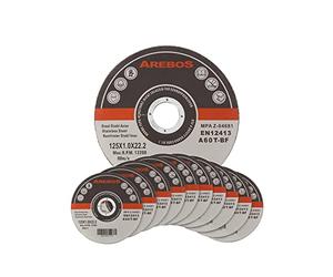 Arebos Discos de corte 200 piezas | Ø 125mm x 1mm x 22,2mm | apto para acero, acero inoxidable, inox, hierro, chapa, metal | avance y retroceso | certificado EN 12413 | (MPA)