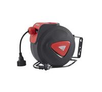 AREBOS Enrollador de cable automático 20m con soporte mural y cable de extensión