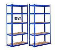 Arebos Estantería Carga Pesada Set 2 uds | 180x90x30 cm | 5 Estantes | Sistema sin Tornillos | Estantería de Taller, Almacén o Bodega | Montaje Fácil | Azul