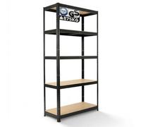 Arebos Estantería de Carga 180×90×40 cm | 875 kg | Acero 0,63 mm | 5 Baldas MDF | Sistema sin Tornillos | para Almacén, Garaje y Taller | Negro