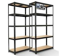 Arebos Estantería para Cargas Pesadas | Juego de 2 Unidades | 180 x 90 x 40 cm | Color Negro | 5 baldas | estantería para Taller | Almacenamiento | sótano