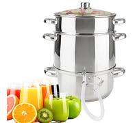 Arebos Exprimidor a vapor | 15 l | acero inoxidable | apto para todo tipo de cocinas, incluidas las de inducción | Ø 26 cm | apto para lavavajillas | exprimidor a vapor para cocinas de inducción
