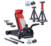 Arebos Gato Hidráulico 3T con Pedal + 2 Soportes | Capacidad 3 Ton | Gato para Taller y Aficiones | Elevador Seguro para Automóviles y Turismos