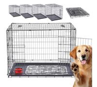 Arebos Jaula para Perros 107 x 71 x 77,5 cm | Jaula de Transporte para Perros Plegable para Coche | Jaula de Transporte para Perros con 2 Puertas | Jaula para Perros para el hogar | XL Negro
