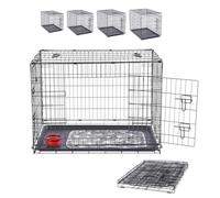 Arebos Jaula para Perros 63 x 45 x 51 cm | Jaula de Transporte para Perros Plegable para Coche | Jaula de Transporte para Perros con 2 Puertas | Jaula para Perros para el hogar | S Negro
