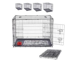 Arebos Jaula para Perros 63 x 45 x 51 cm | Jaula de Transporte para Perros Plegable para Coche | Jaula de Transporte para Perros con 2 Puertas | Jaula para Perros para el hogar | S Negro