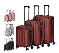 Arebos Juego de 3 Maletas Rígidas | Tallas M, L, XL | Carcasa de ABS Resistente | Trolley con Asa Telescópica | Ruedas Giratorias 360° | Cerradura con Cremallera | Rojo