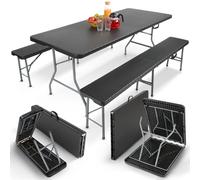AREBOS Juego de Marquesina Juego de Mesa de Cerveza Mesa de Camping Plegable
