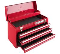 Arebos Caja de Herramientas | 3 Cajones | con Alfombras Antideslizantes | incl. Asa de Transporte y Cierres Rápidos | Rojo