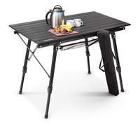 AREBOS Mesa de camping 120 x 70 cm mesa rodante aluminio mesa plegable exterior
