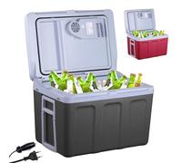 Arebos Nevera portátil de 40 litros, para enfriar y mantener el calor, mini frigorífico, portátil con modo ecológico, 12/230 V para coche y enchufe, nevera eléctrica, bolsa isotérmica, color antracita