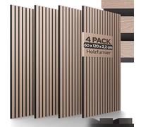 AREBOS Paneles acústicos de 120 x 60 cm | pared de láminas en aspecto de madera para pared y techo | moderno panel de pared con alta absorción de sonido | fácil montaje y corte | Juego de 4 unidades