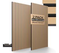 Arebos Paneles acústicos de 120 x 60 cm | pared de láminas en aspecto de madera para pared y techo | moderno panel de pared con alta absorción de sonido | fácil montaje y corte | Juego de 2 unidades