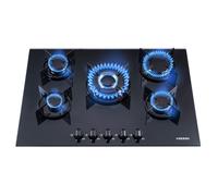 Arebos Placa de Gas Natural | Cocina de Gas | Vitroceramica 5 Fuegos | Incluye rejilla y piloto de seguridad | Placa Vitroceramica | Encimera de Gas