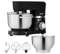Arebos Batidora Amasadora Multifunción 1500W | Negro | 2 Recipiente de acero inoxidable 4,5L + 5,5L | Robot de Cocina con 3 herramientas Gancho para Amasar, Varillas, Gancho para mezclar, 6 Velocidade