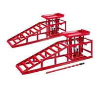 Arebos Rampa de Acceso para Vehículos | Plataforma de elevación | Jack de Carga | Rampa de Taller | Elevador Gato hidráulico | Set de 2 | Altura Ajustable | Rojo