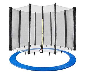 Arebos Red de Seguridad para Cama elástica 396 cm | para 8 Postes, Repuesto con Cremallera, Red Resistente | Azul/Negro