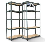 Arebos Estantería Pesada Juego de 2 | 180x90x30cm | Azul | 5 Estantes | Estantería de Taller Estantería sin Tornillos Estantería de Almacenaje Estantería de Bodega | Negro