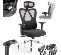 AREBOS Silla de oficina ergonómica silla escritorio con reposacabezas ajustable