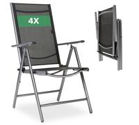 AREBOS Silla jardín plegable aluminio 7 posiciones para terraza balcón y camping