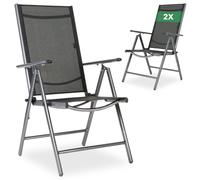 AREBOS Silla jardín plegable aluminio 7 posiciones para terraza balcón y camping