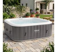 Arebos Spa hidromasaje 2400W | Piscina exterior | para 6 personas 185x185cm | 130 chorros de masaje | 910 L con calefacción | Función de inflado pulsando un botón | In ubierta | Bubble Spa & Welln