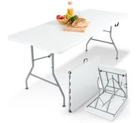 Arebos Tabla Plegable Portátil | Mesa Jardín Exterior 182×74×74 cm | Tabla Camping | MAX 8 Personas | Blanco