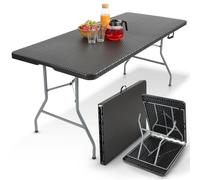 Arebos Tabla Plegable Portátil | Mesa Jardín Exterior 182×74×74 cm | Tabla Camping | MAX 8 Personas | Negro