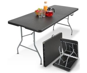 Arebos Tabla Plegable Portátil | Mesa Jardín Exterior 182×74×74 cm | Tabla Camping | MAX 8 Personas | Negro