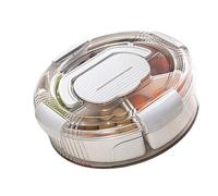 Arecobticy Bandeja giratoria para servir aperitivos con 5 compartimentos y tapa a prueba de polvo, caja de frutas dividida para sala de estar, mesa de centro, cuenco de frutas