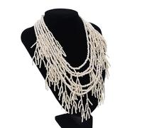 Arecobticy Ethnic Styles - Collar de cuentas multicapa de longitud ajustable, cadena para el cuello, ligero, elegante, joyería de resina para mujer, versátil collar de varias capas, talla única, como